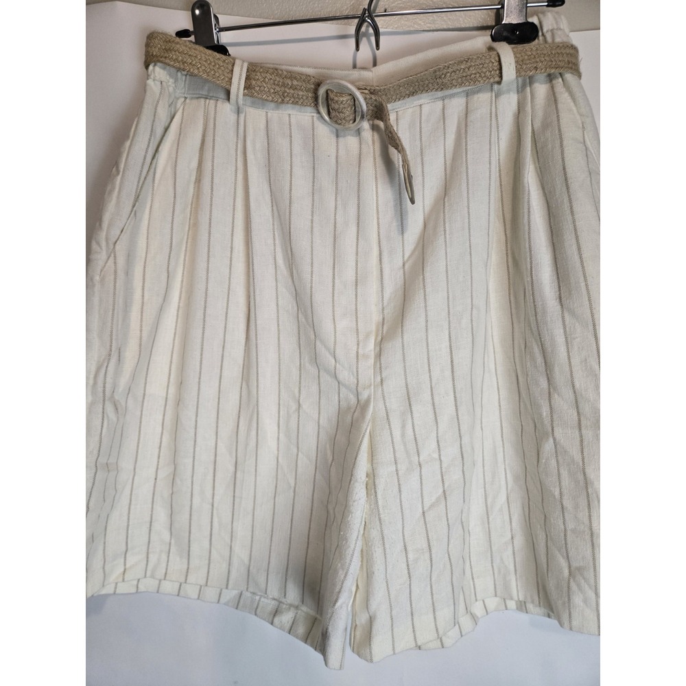 Vintage‎ 90s Cristin Stevens Belted Safari Pinstripe Shorts Boho Hippie Size 14